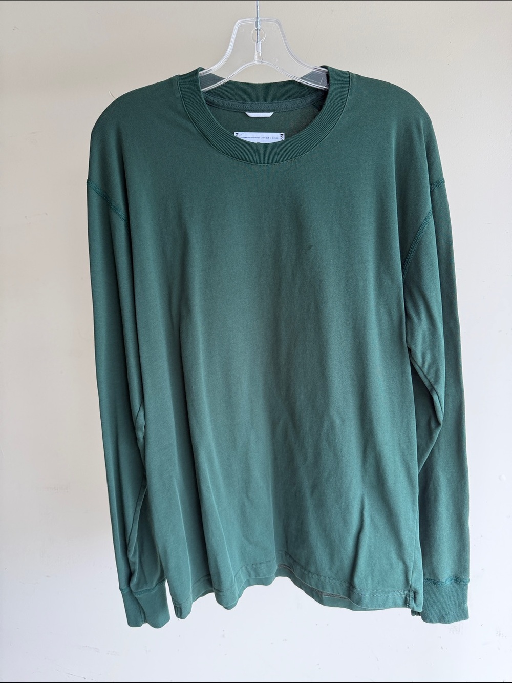 Reigning Champ Long-Sleeve Crewneck Tee in Deep Green